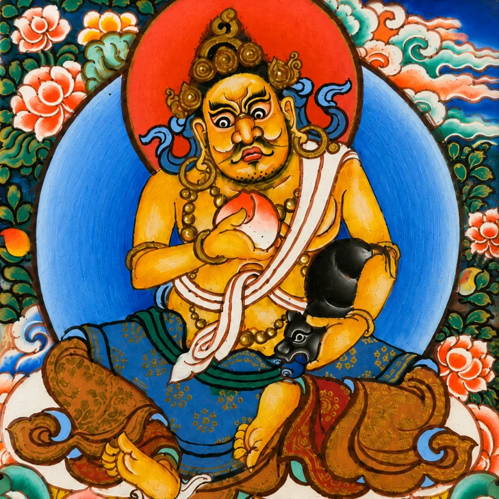 Rantai Loket Dewa Kekayaan Jambhala Kuning Tibet
