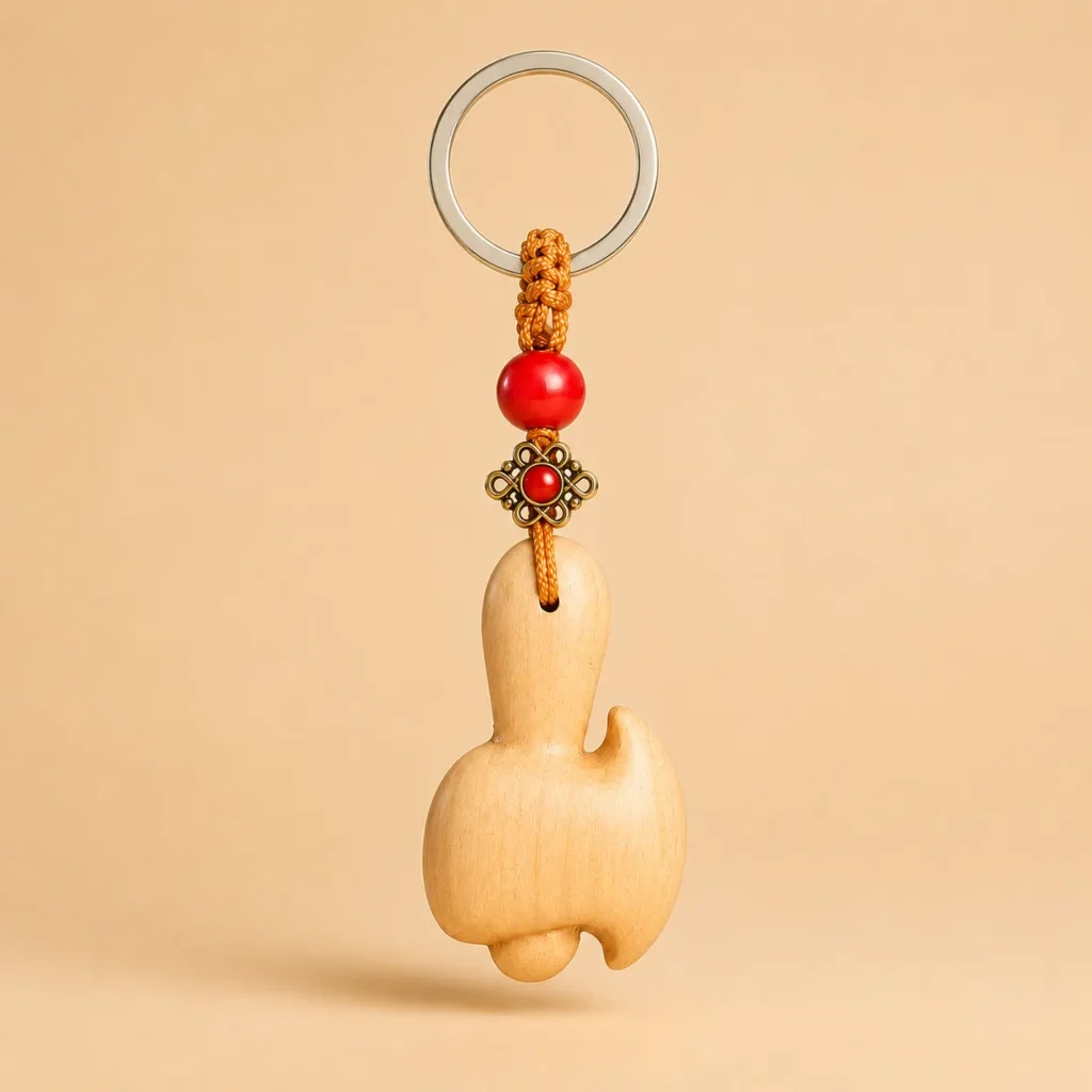 Peach Wood Mini Axe Keychain
