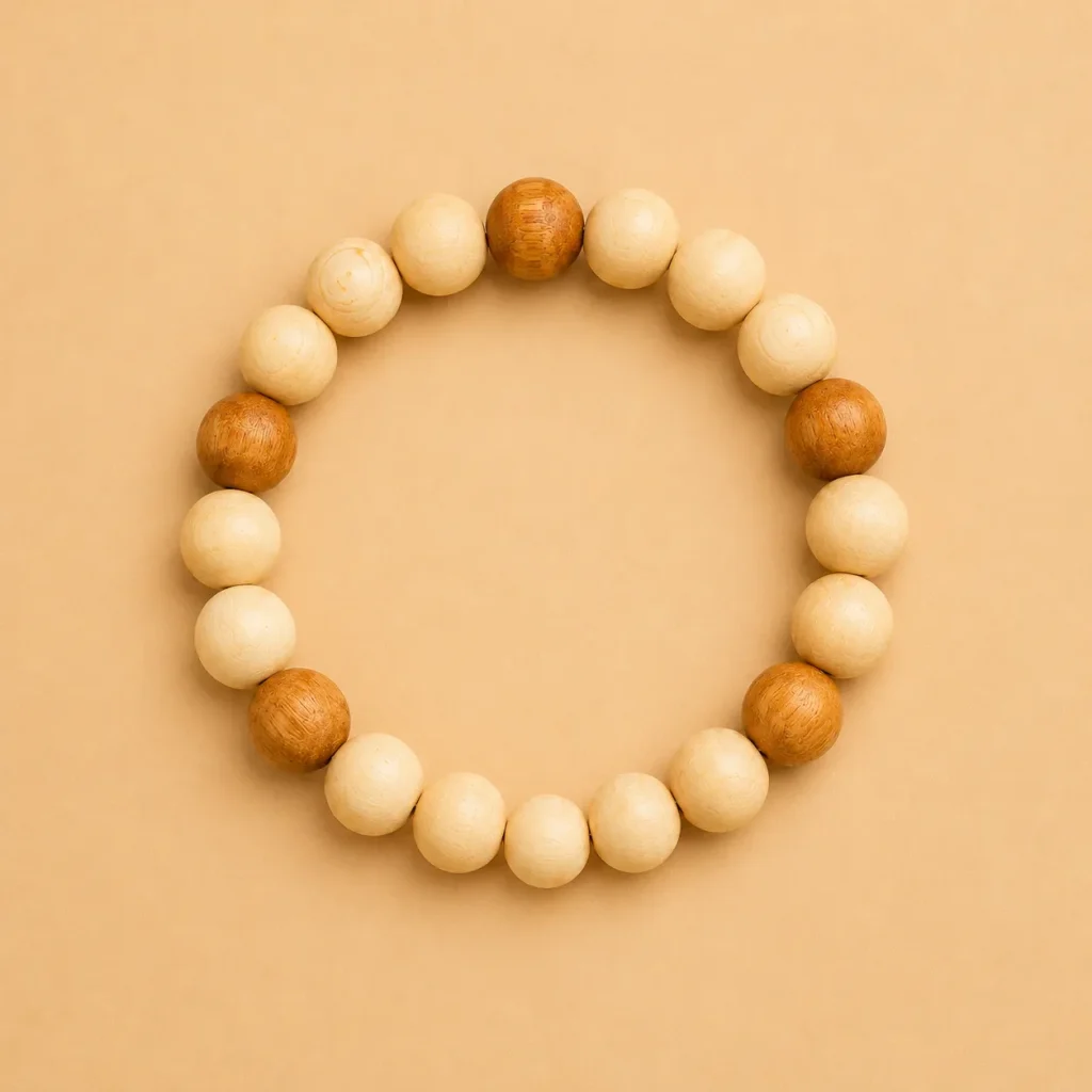 Two-Tone Peach Wood Bead Bracelet