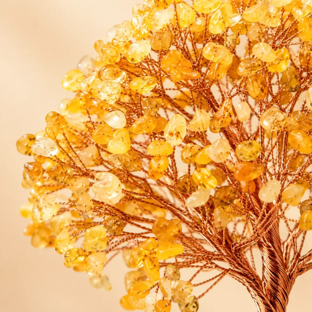 Citrine Crystal Money Tree with Rose Quartz Base