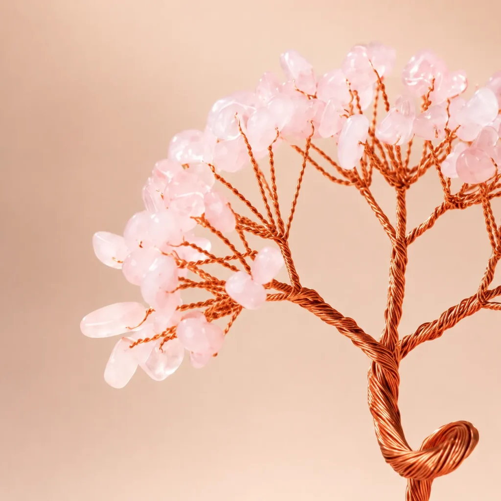 Rose Quartz Crystal Tree in Glass Bowl