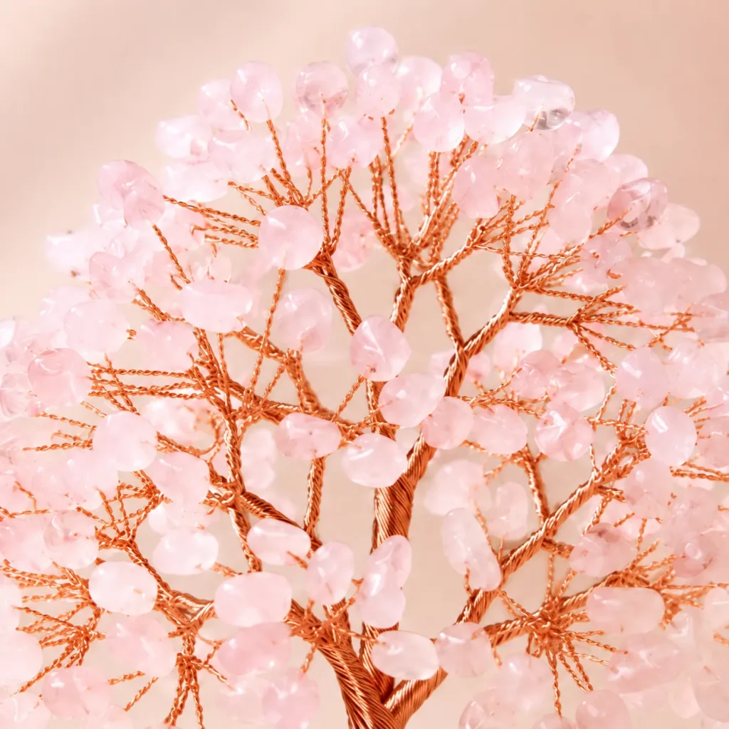 Rose Quartz Crystal Tree with Raw Stone Base