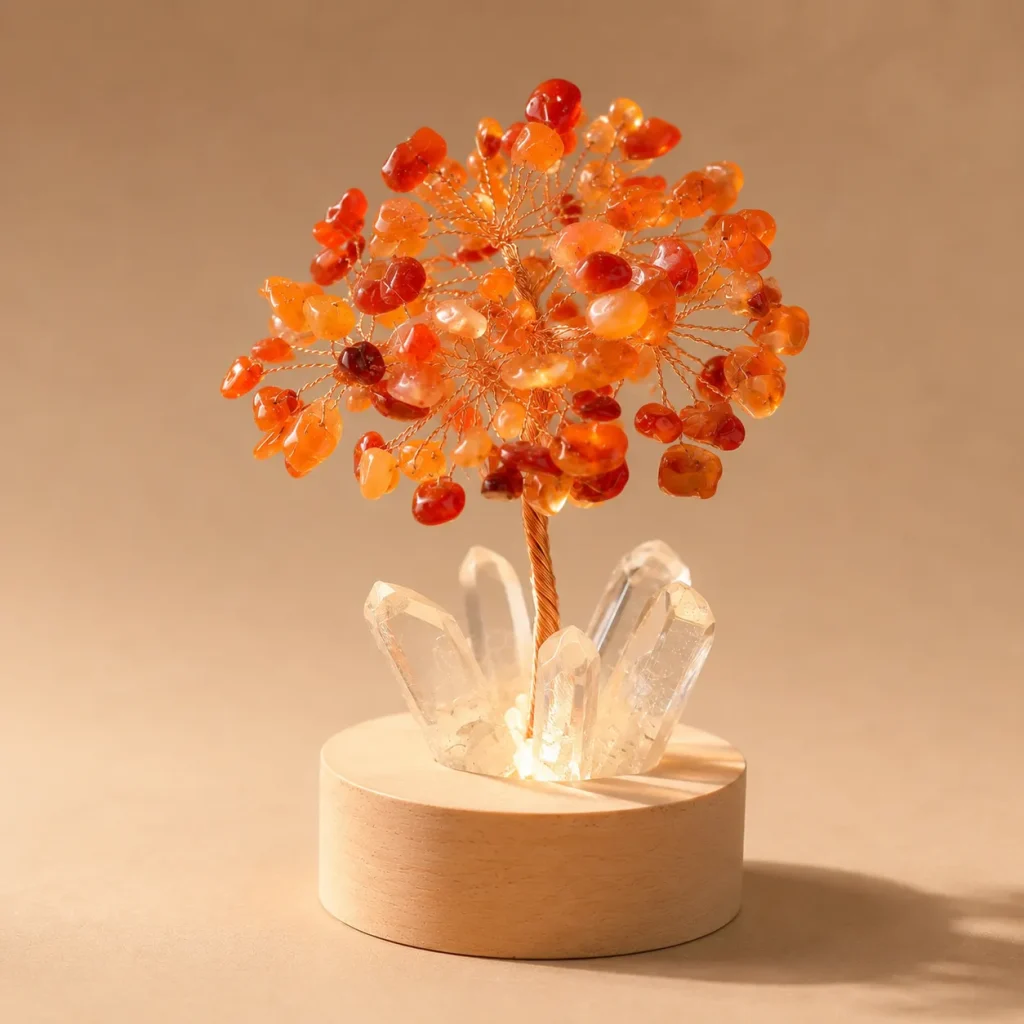 Red Agate Crystal Tree Night Light
