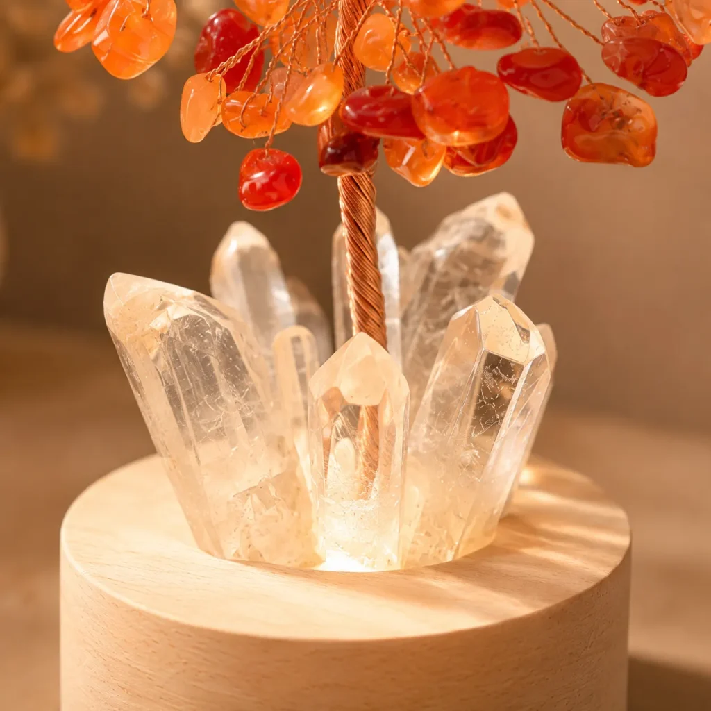 Red Agate Crystal Tree Night Light