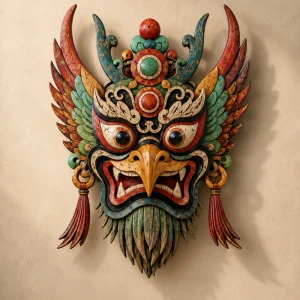 Boqi Divine Bird Nuo Mask Sculpture