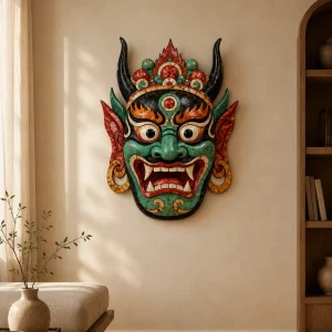 Tuonuo Turquoise Nuo Mask Sculpture