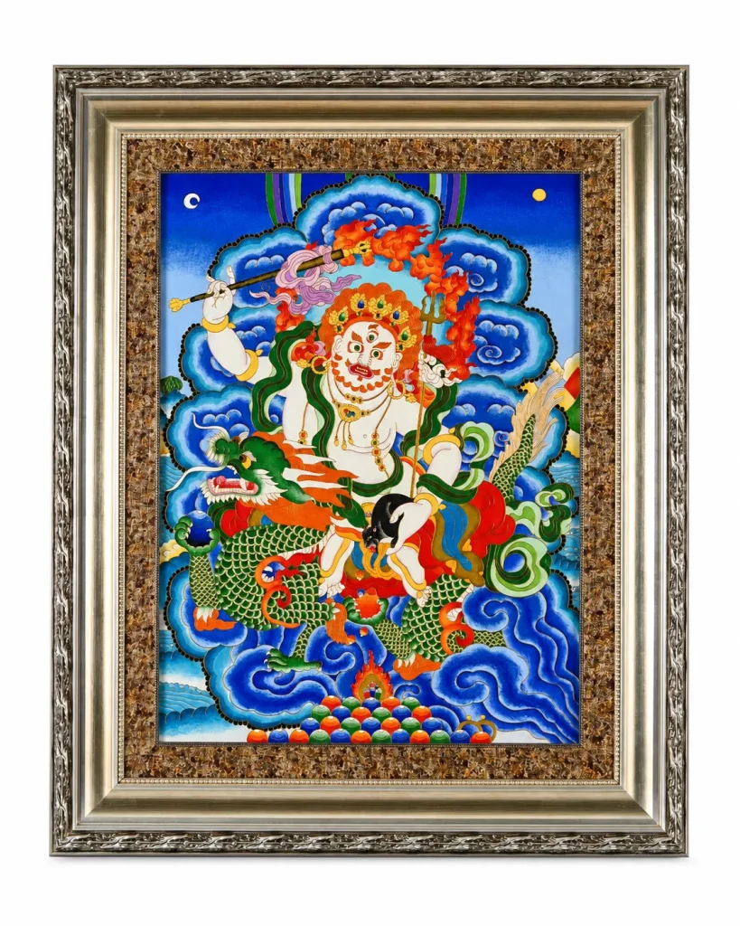 White Jambhala Prosperity Blessing Thangka