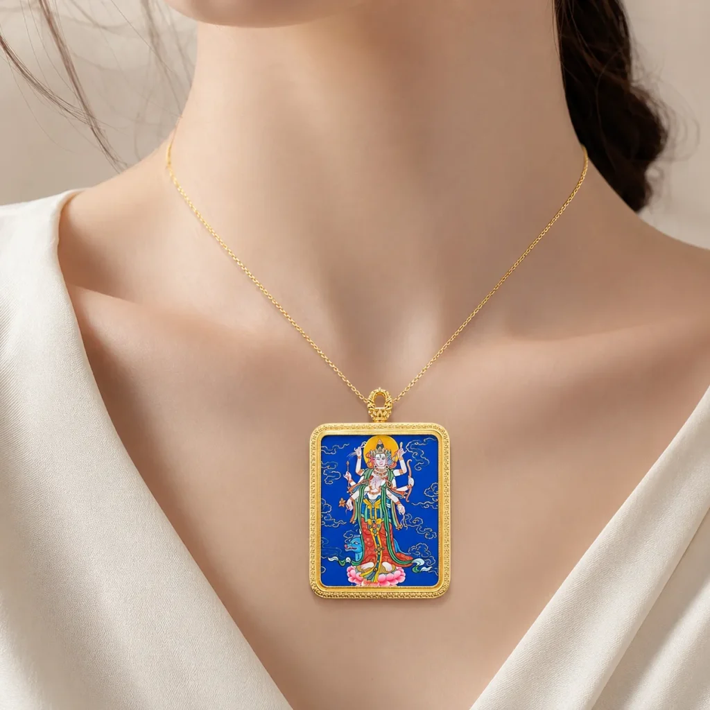 Mặt dây chuyền Marici Thangka màu xanh