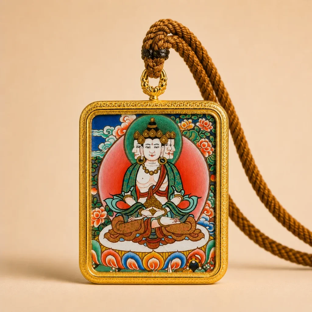 Tibetan Mahavairocana Buddha Pendant Necklace