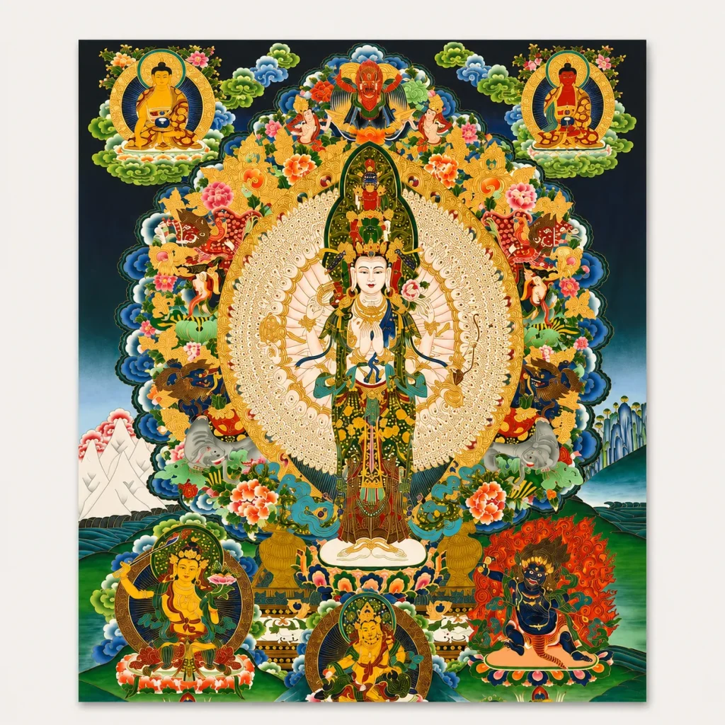 Thousand-Armed, Thousand-Eyed Avalokiteshvara Guardian Thangka