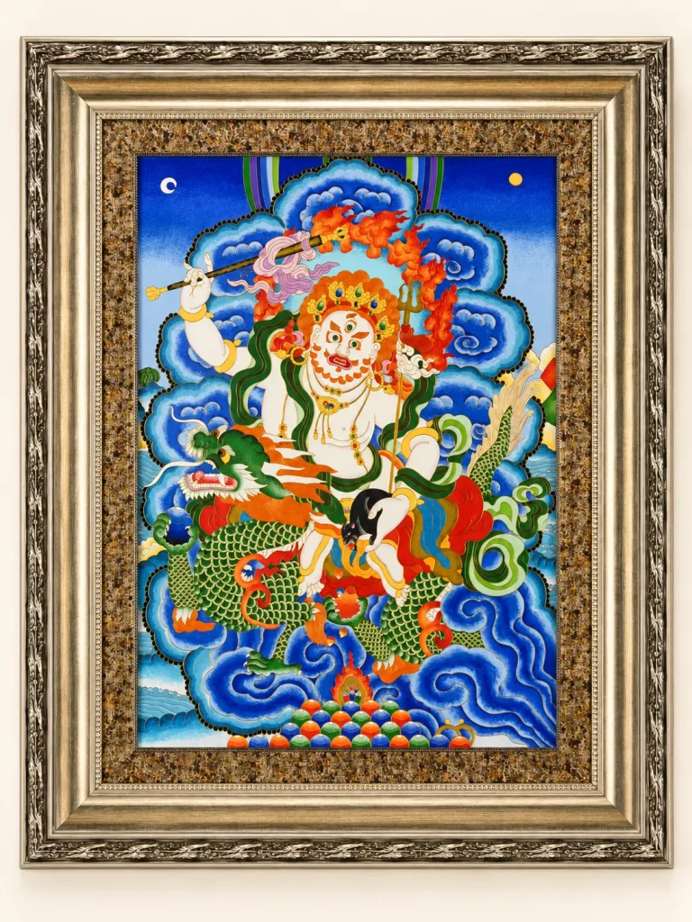 White Jambhala Prosperity Blessing Thangka